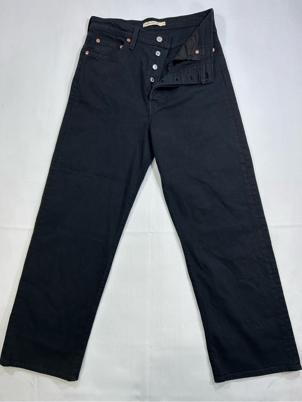 Levi’s Premium Ribcage Straight Ankle Jeans Black High Rise Size 29